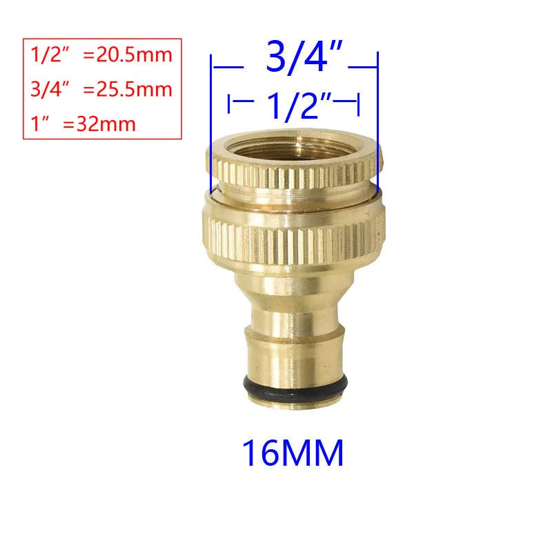 Conector rápido de latón para manguera de jardín | Rosca de 1/2", 3/4", 5/8" | Acoplamientos macho y hembra