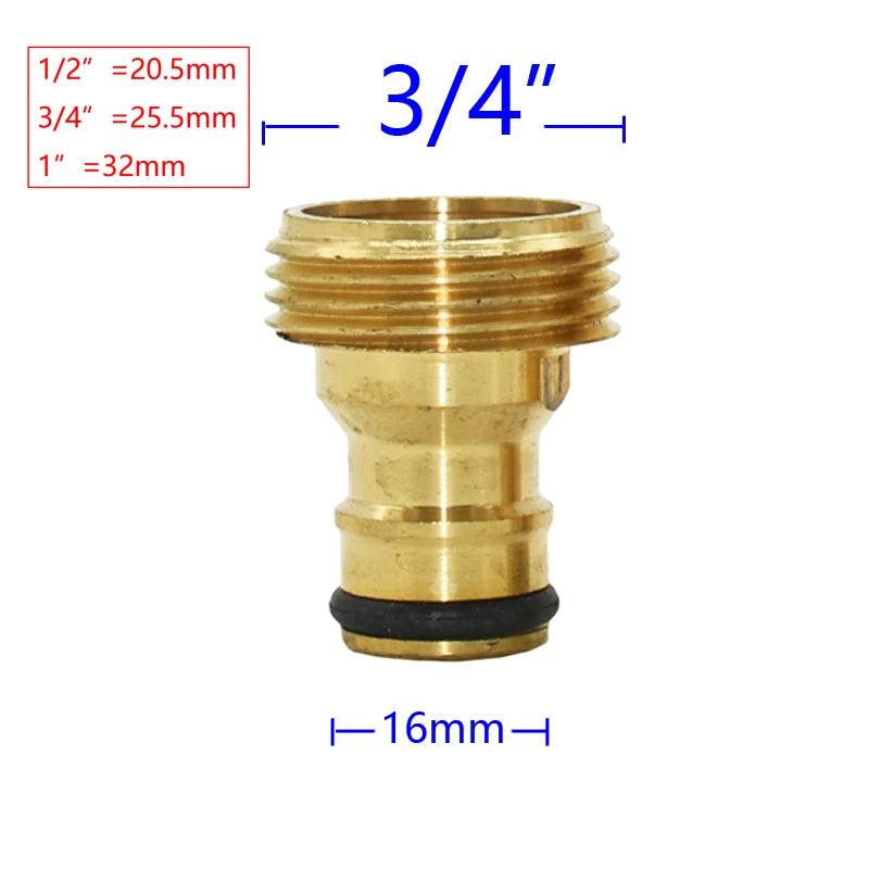 Conector rápido de latón para manguera de jardín | Rosca de 1/2", 3/4", 5/8" | Acoplamientos macho y hembra
