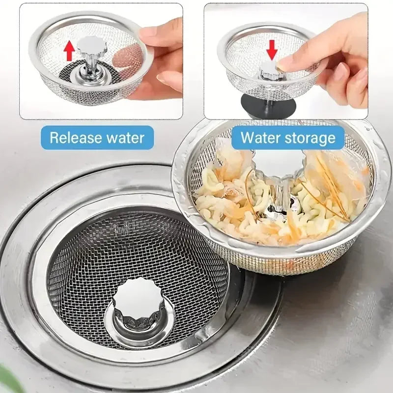 SinkFilter Pro – Coador de Pia em Aço Inoxidável com Pega