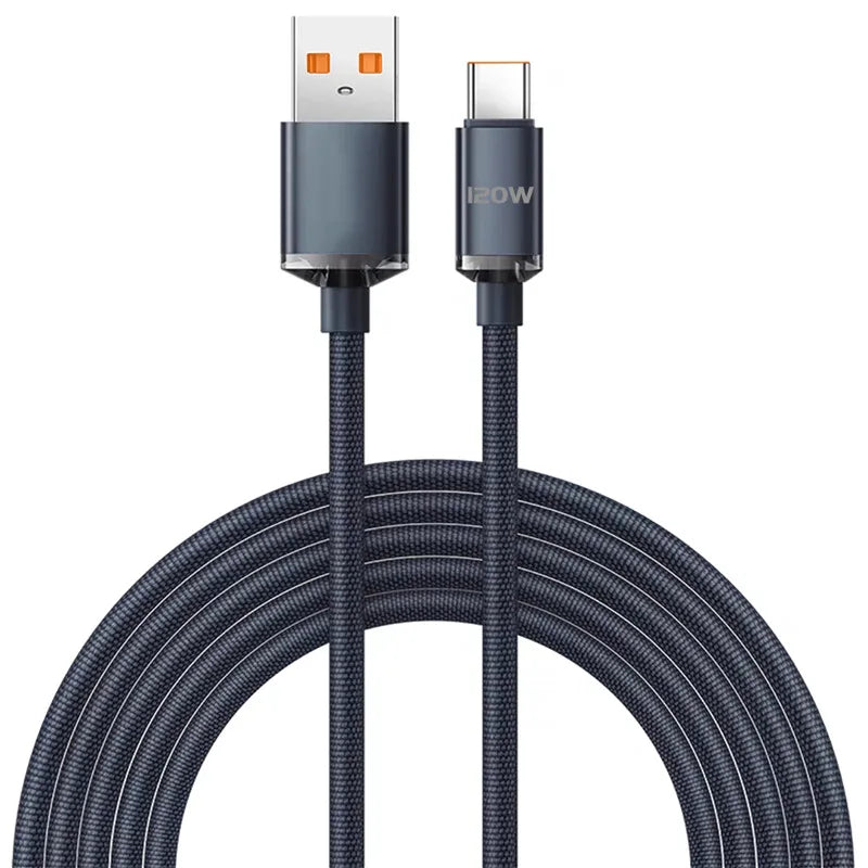 Cable de carga rápida USB-C de 120 W | Trenzado de Tipo C a Tipo C y Tipo A