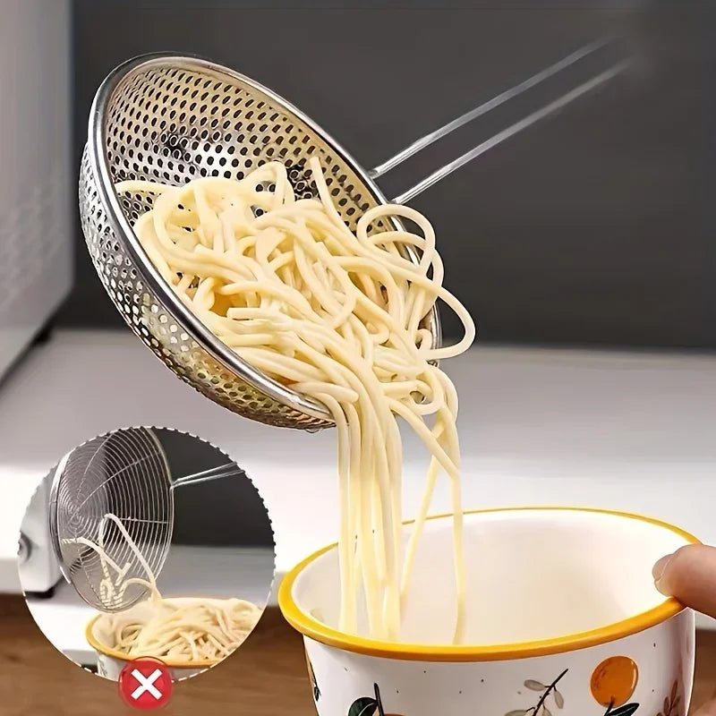 Colador de malla fina de acero inoxidable con mango de madera | Colador de cocina