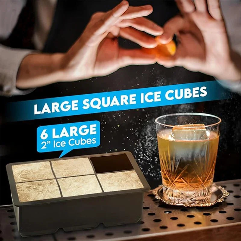 IceMega – Tabuleiro Grande de Silicone para Cubos de Gelo