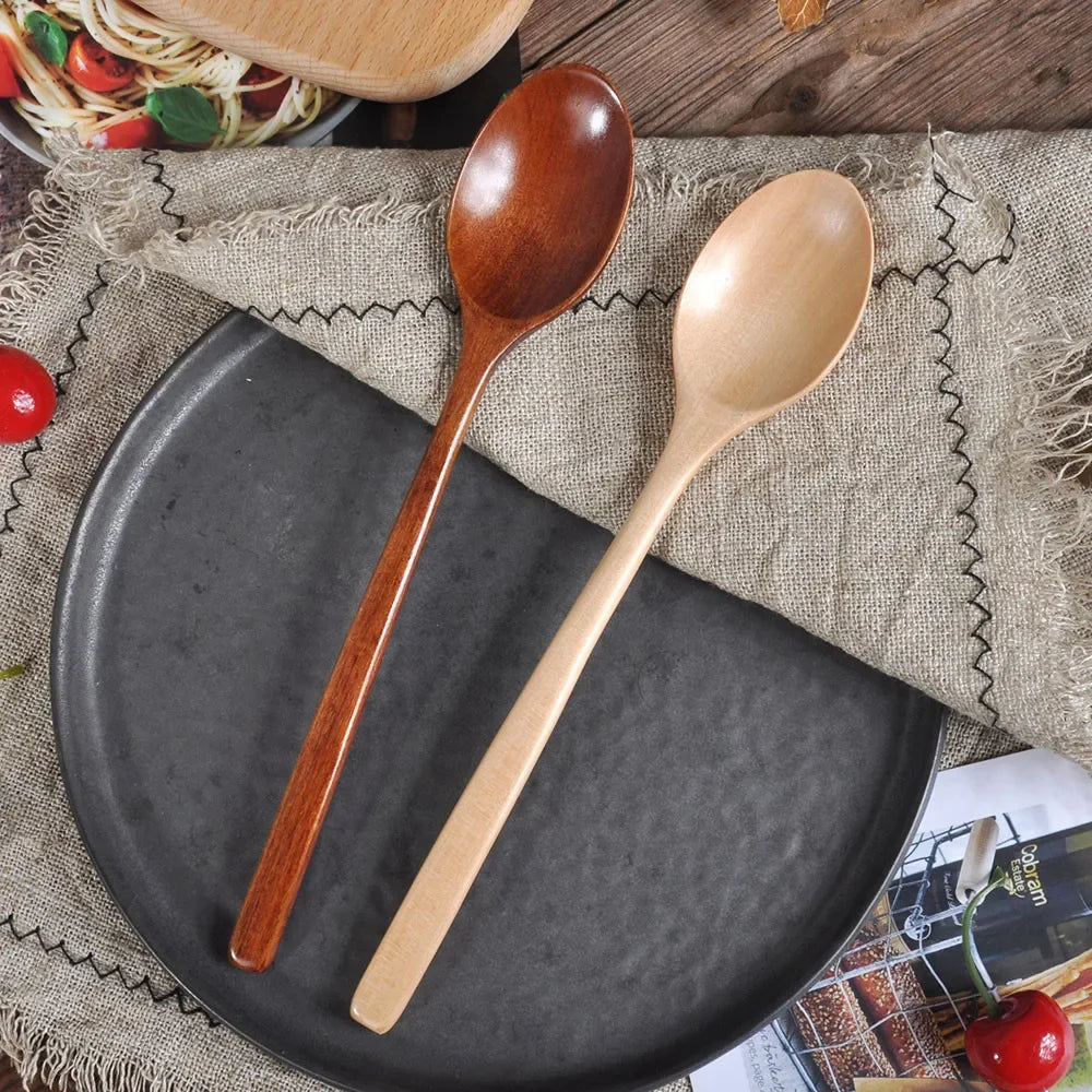Conjunto de Colheres de Madeira Natural — Utensílios de Cozinha e Sala de Jantar