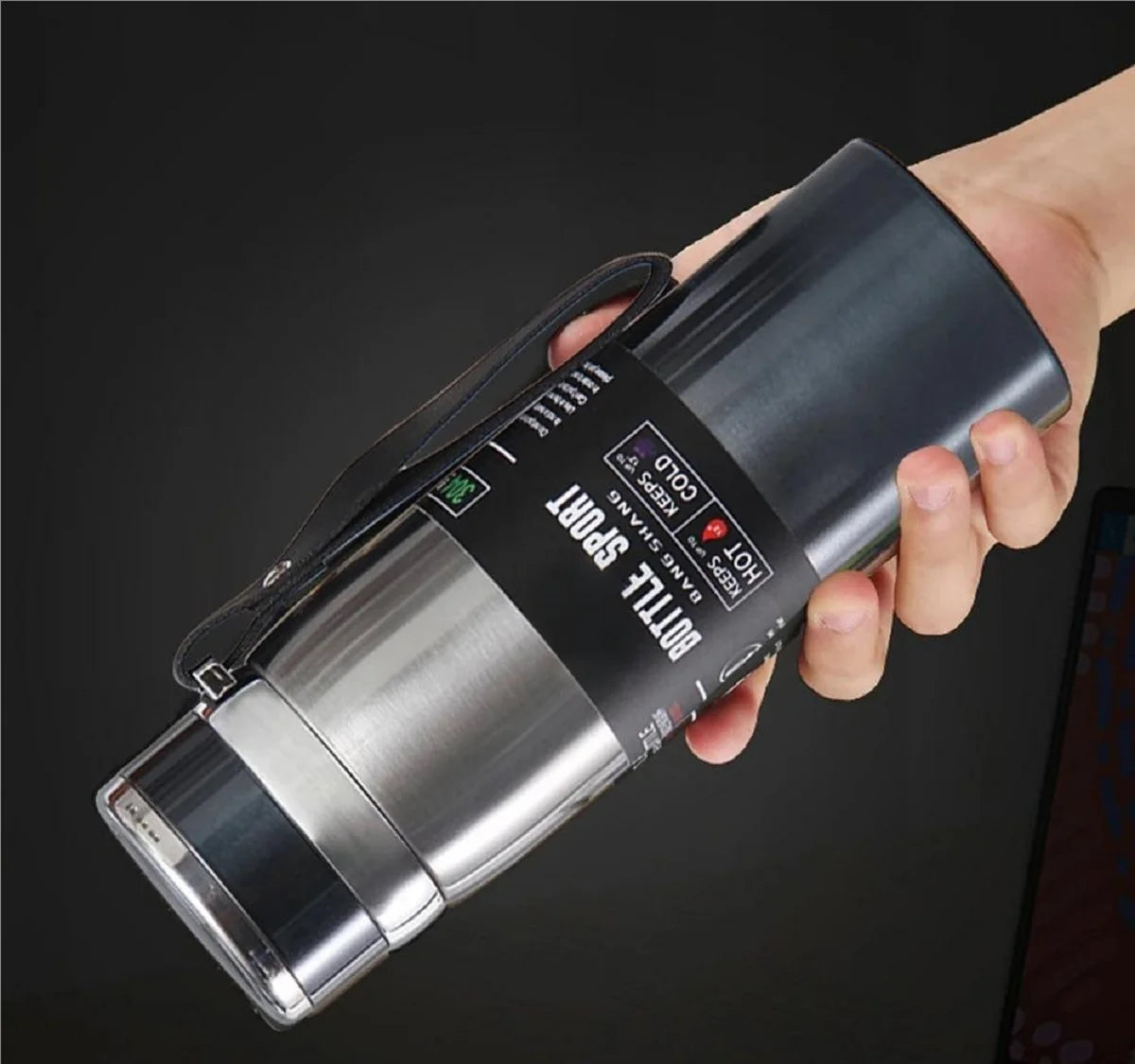 Garrafa de Água Térmica Isolada 1L – Termo de Vácuo em Aço Inoxidável para Bebidas Quentes e Frias