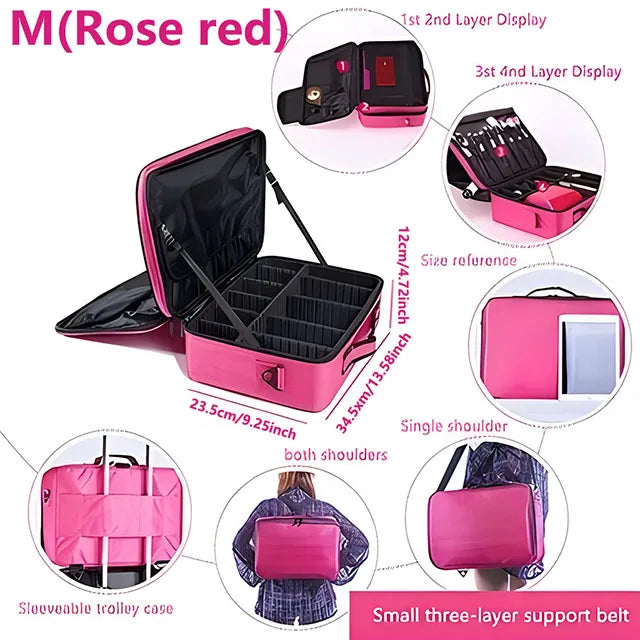 GlamCase – Organizador Profissional de Maquilhagem de Grande Capacidade