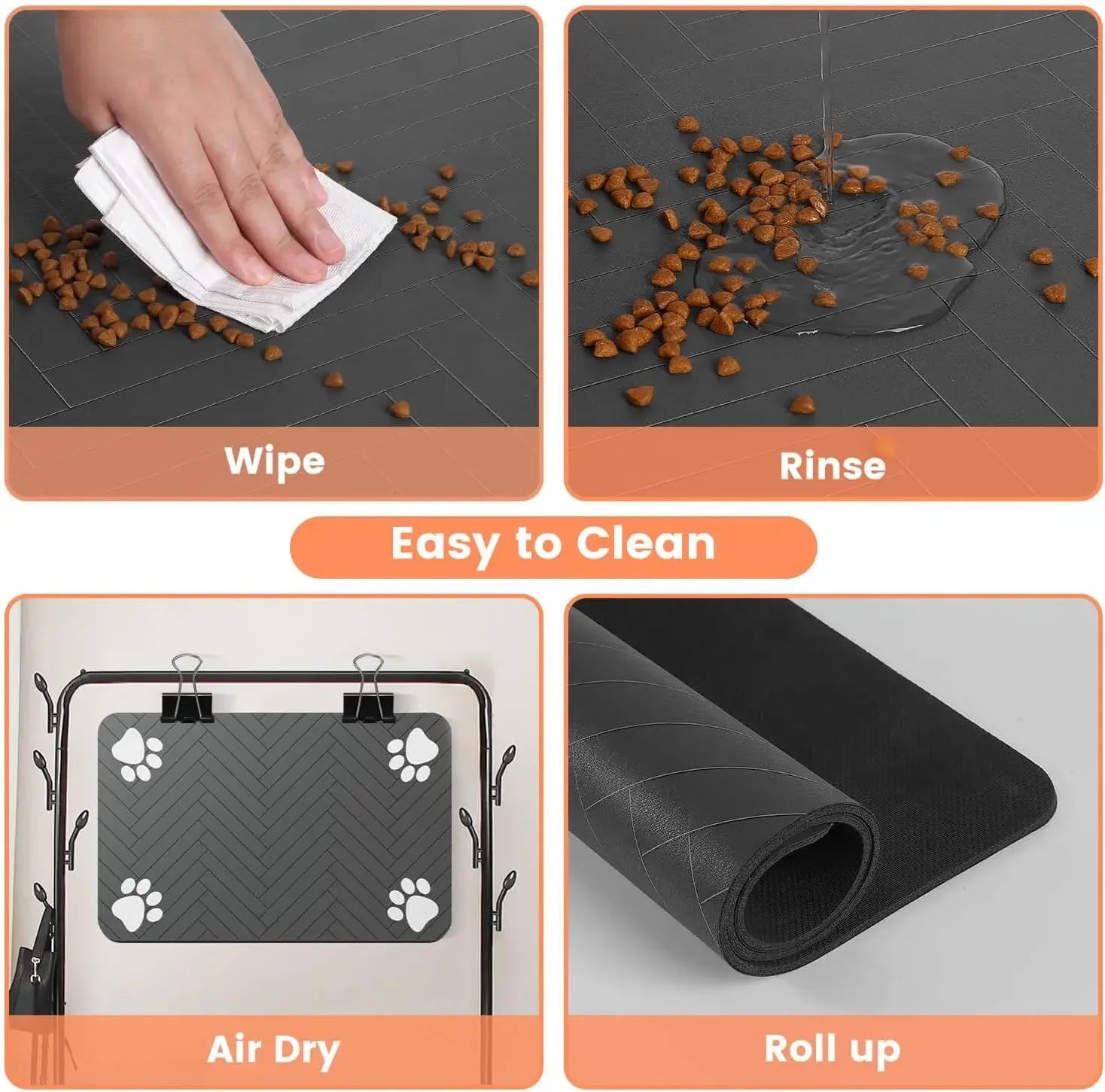Alfombrilla absorbente para comederos de mascotas | Individual antideslizante e impermeable para cuencos de comida y agua de gatos y perros
