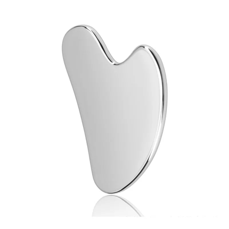 Massageador Facial Gua Sha em Aço Inoxidável | Ferramenta de Raspagem para Rosto, Pescoço e Corpo