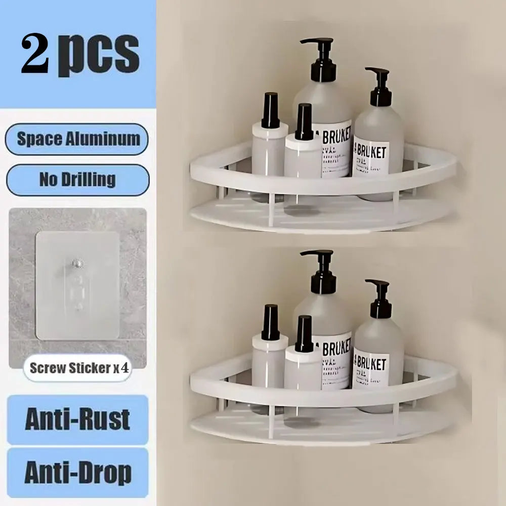 ShelfUp – Estante de esquina de aluminio para ducha y baño sin perforaciones