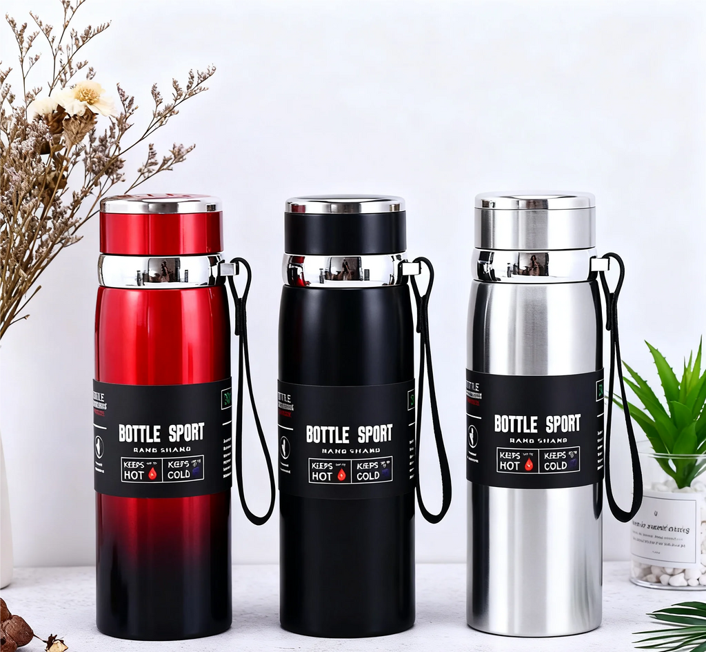 Garrafa de Água Térmica Isolada 1L – Termo de Vácuo em Aço Inoxidável para Bebidas Quentes e Frias