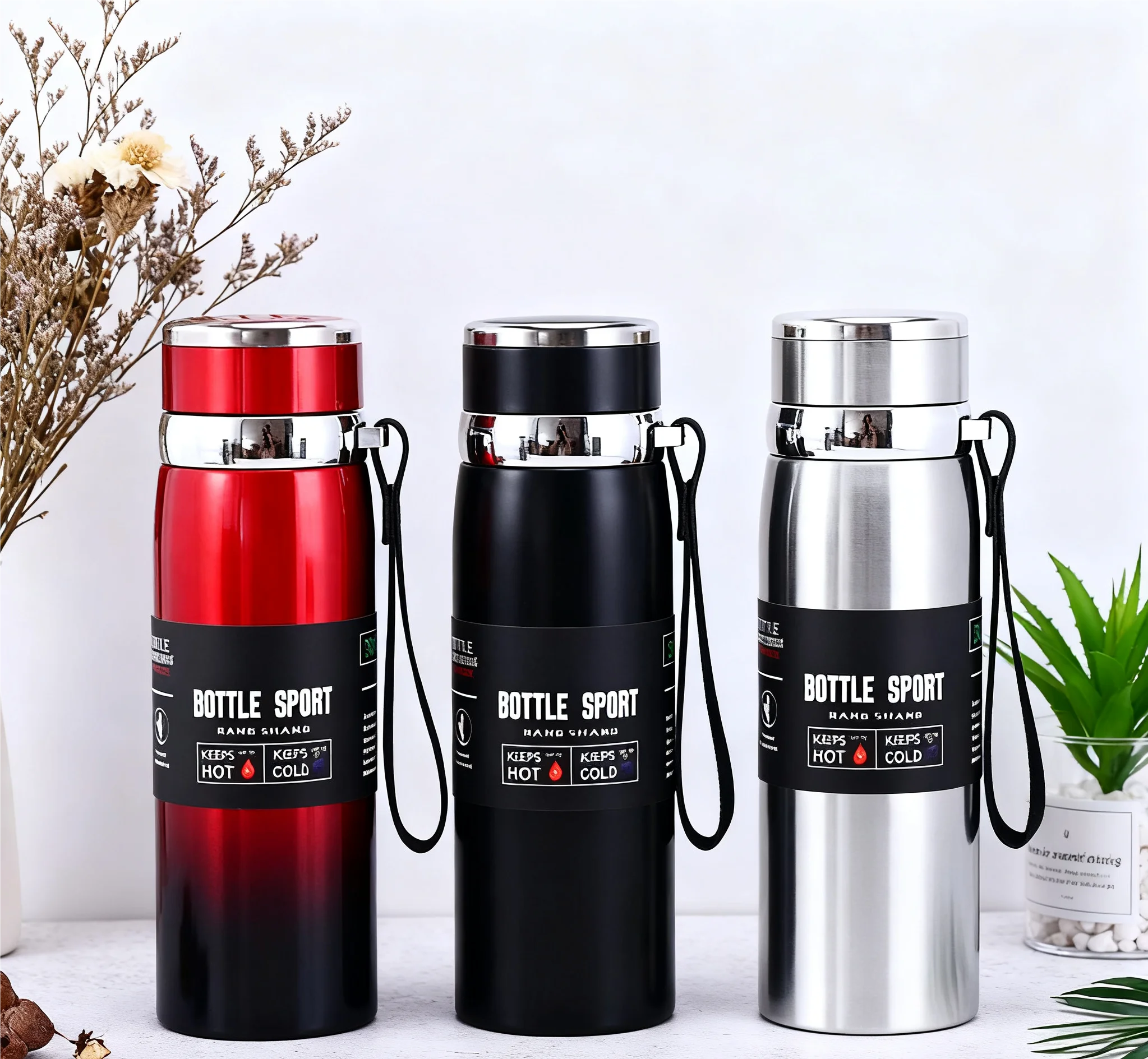 Garrafa de Água Térmica Isolada 1L – Termo de Vácuo em Aço Inoxidável para Bebidas Quentes e Frias