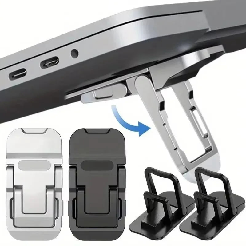 Mini Folding Laptop Stand | Ultra-Thin Portable Legs | Black & Silver