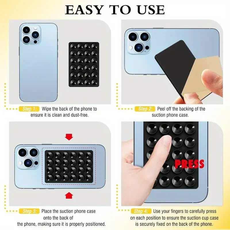 Silicone Suction Phone Holder | Anti-Slip Wall & Desk Mount | 11 Colors