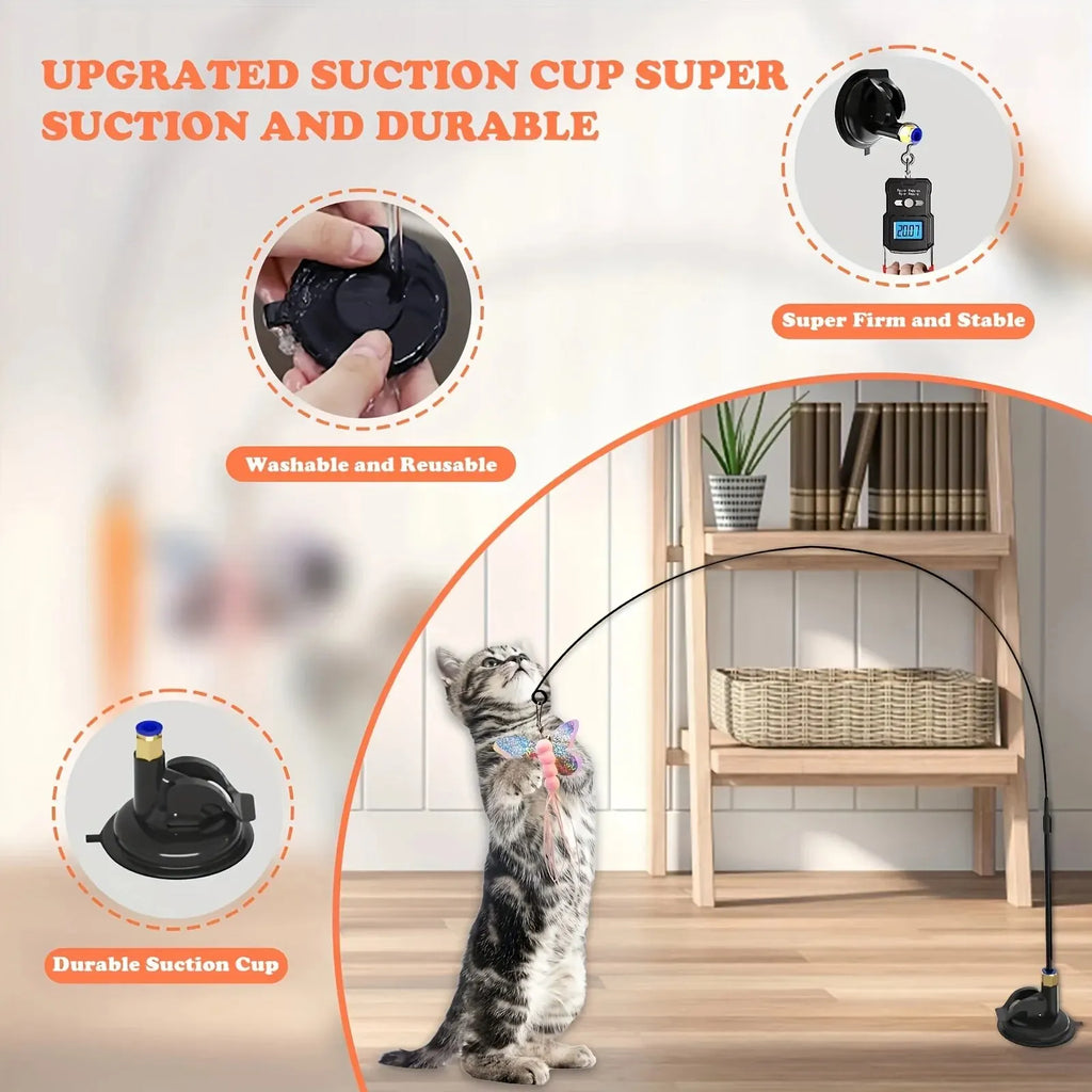 PawWand – Brinquedo Interativo de Varinha com Sino e Pena para Gatos