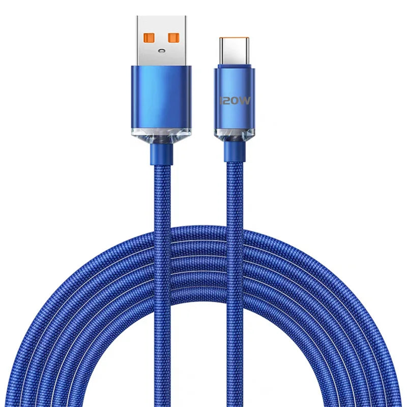 Cable de carga rápida USB-C de 120 W | Trenzado de Tipo C a Tipo C y Tipo A