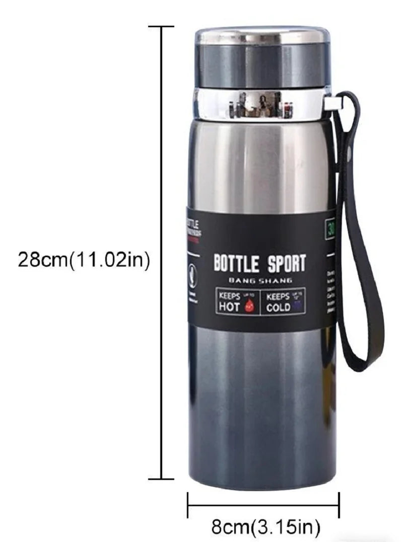 Garrafa de Água Térmica Isolada 1L – Termo de Vácuo em Aço Inoxidável para Bebidas Quentes e Frias