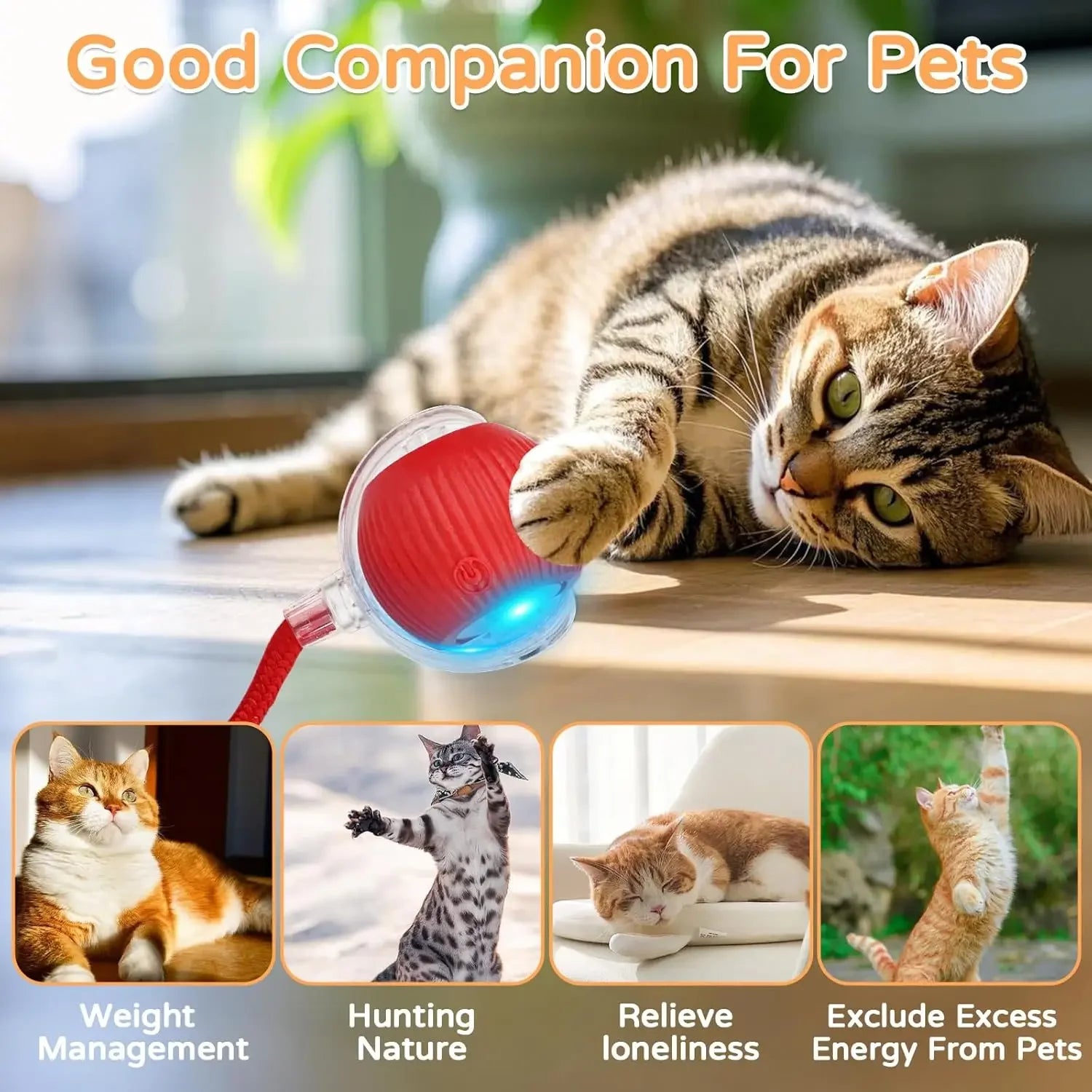 PawBall – Brinquedo Interativo Automático em Forma de Bola para Cães e Gatos