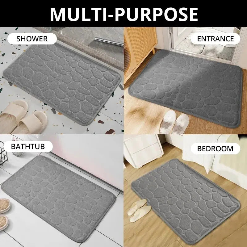 PebbleMat – Alfombra antideslizante grabada en relieve para el baño