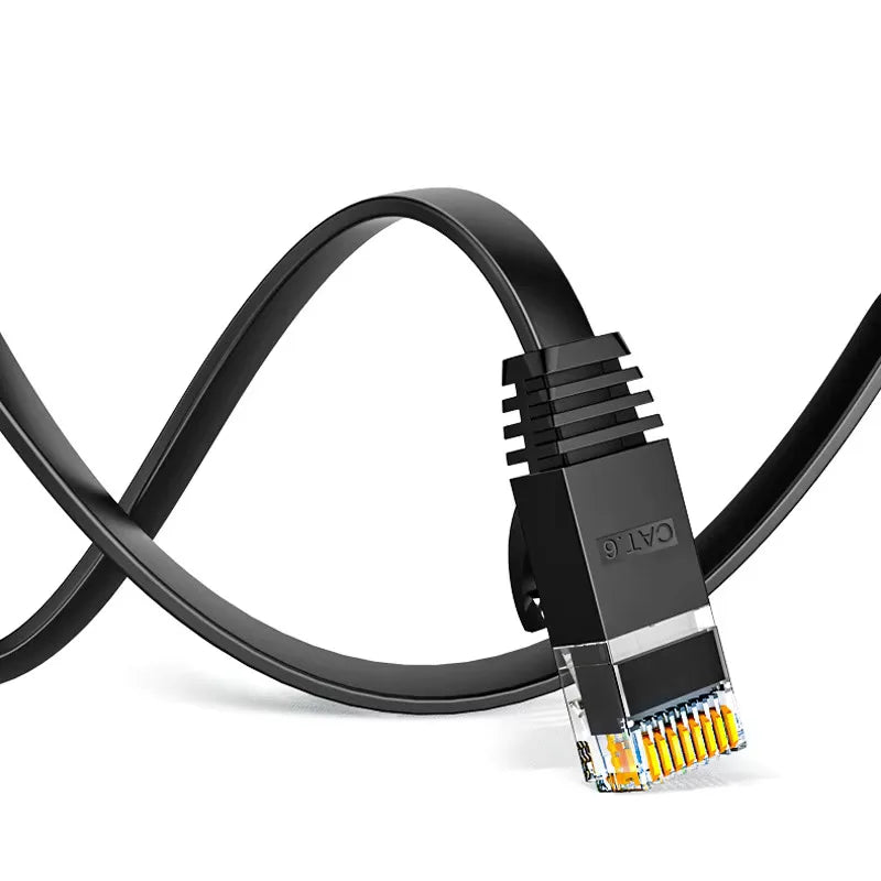 Cable Ethernet Cat6 plano | 1000Mbps | 1M a 30M | Blanco y Negro
