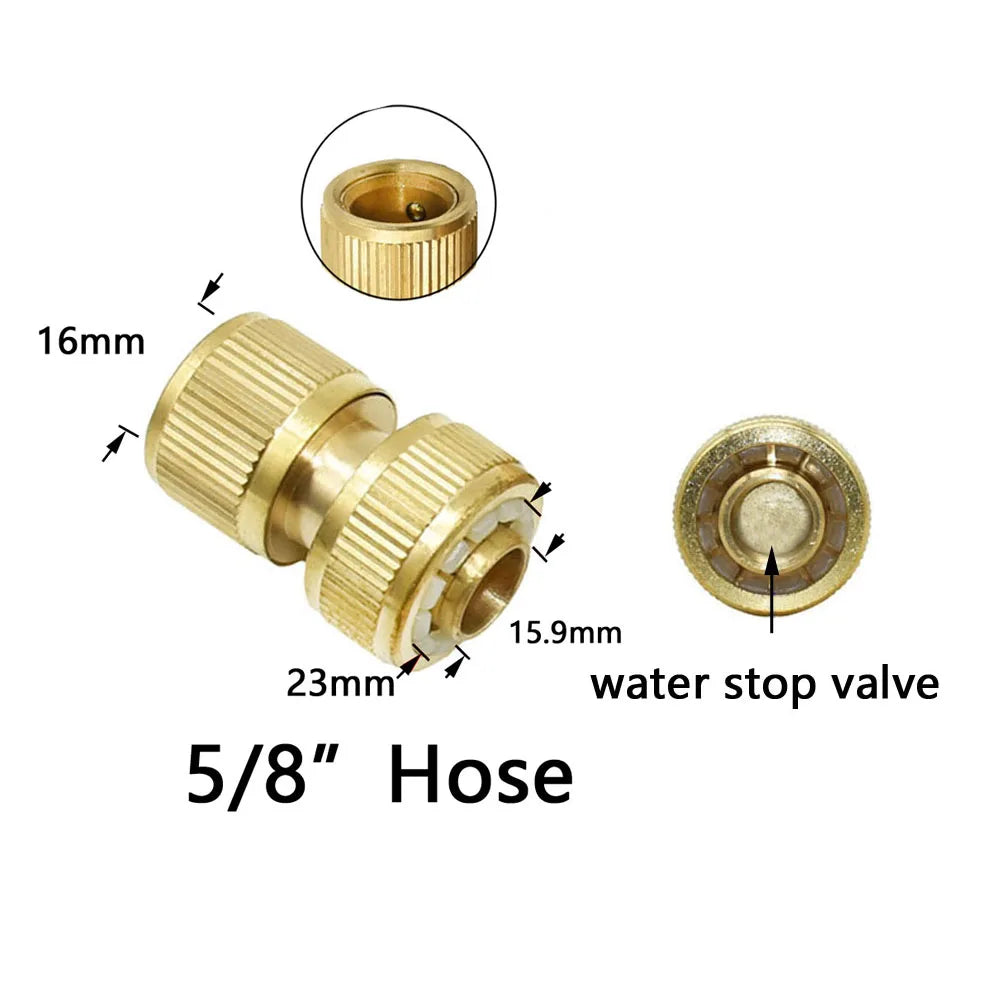 Conector rápido de latón para manguera de jardín | Rosca de 1/2", 3/4", 5/8" | Acoplamientos macho y hembra