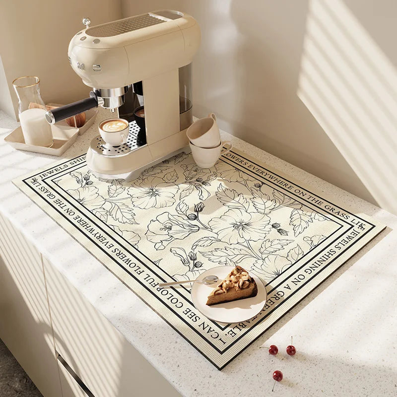 Alfombrilla Absorbente para Drenaje de Cocina y Baño | Alfombrilla Antideslizante para Secar Platos