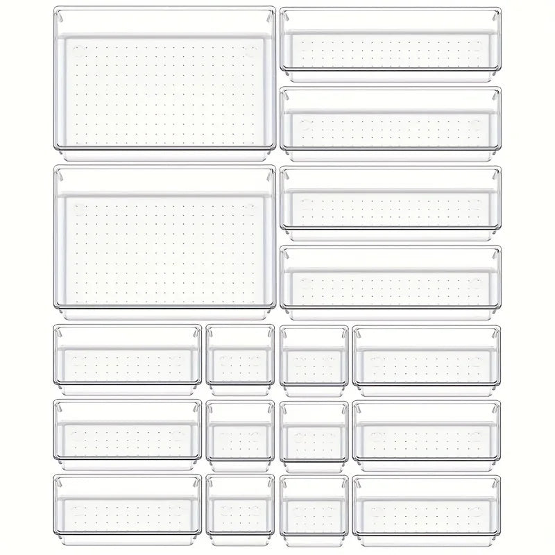 Conjunto de Gavetas 10 – Conjunto de 10 Organizadores de Gavetas em Plástico Transparente