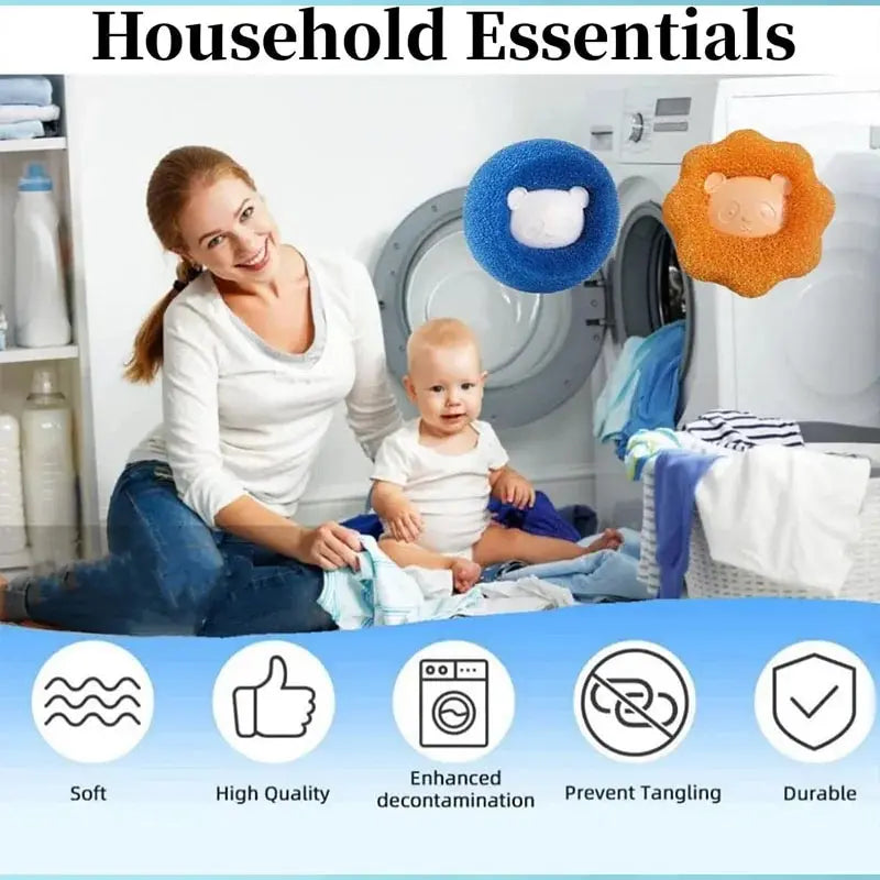Bolas Removedoras de Pelos para Máquina de Lavar Roupa | Apanhador de Fiapos e Pelos Reutilizável para Máquina de Lavar | Embalagens de 1, 3 ou 5 unidades