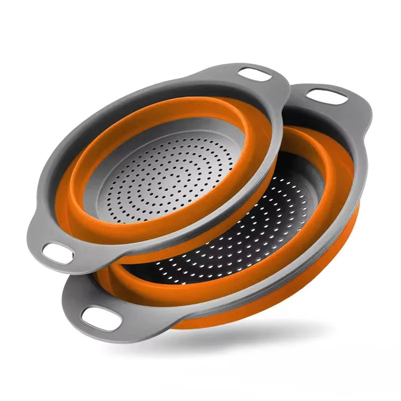 Cesto de Escoamento Dobrável de Silicone | Coador Dobrável para Frutas, Legumes e Uso Culinário