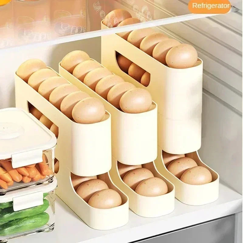 EggSlide – Caixa de Armazenamento Automática Deslizante para Ovos no Frigorífico