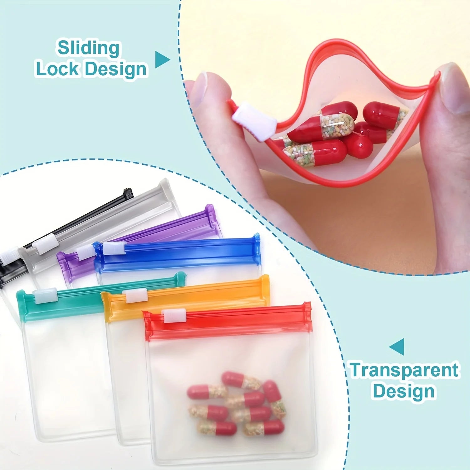 PillPouch 7 – Sacos Reutilizáveis com Fecho de Correr para Organizar Comprimidos e Medicamentos