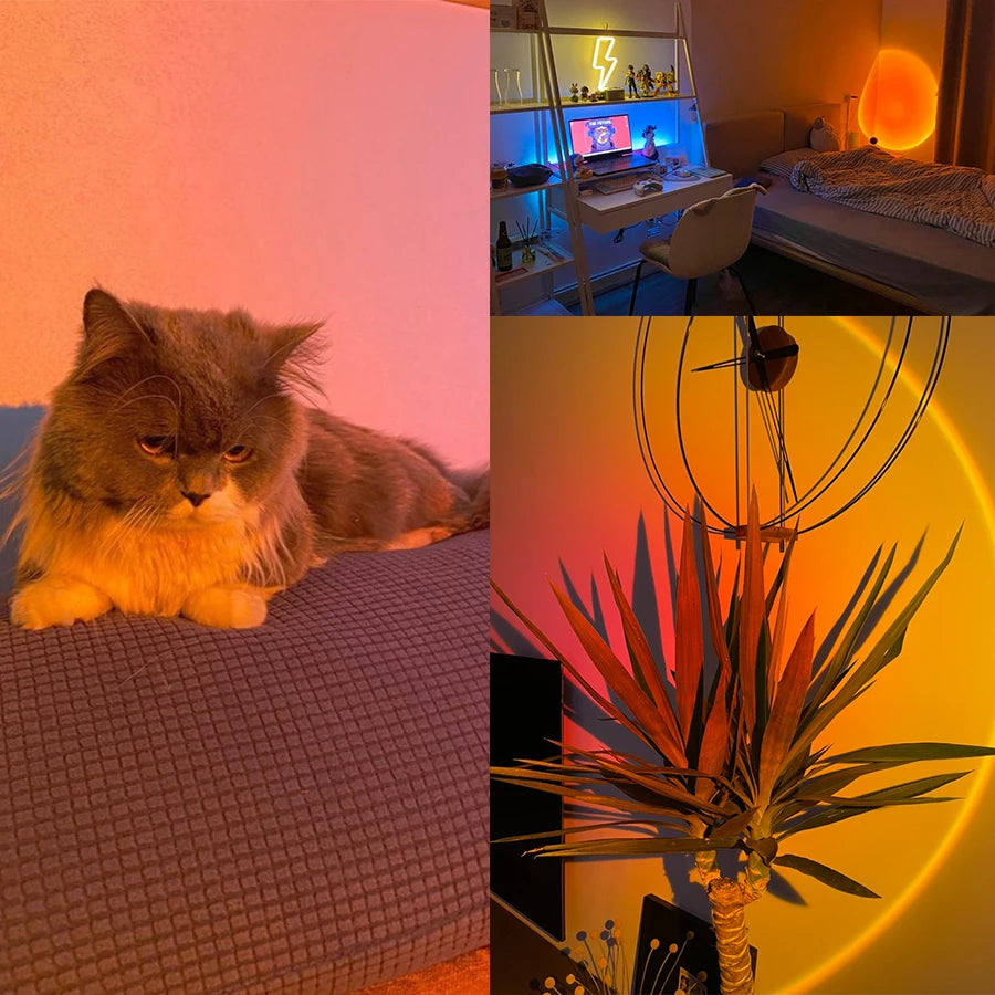 SunsetGlow – Projetor Inteligente de Lâmpada LED com Efeito Pôr do Sol