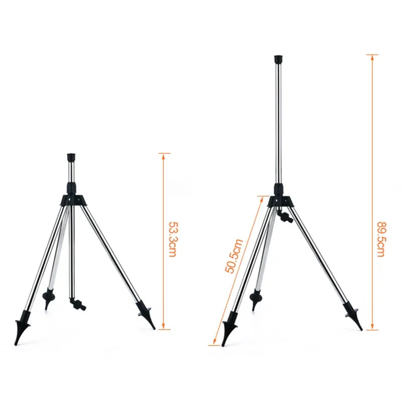Aspersor Rotativo 360° para Jardim com Tripé de Aço Inoxidável – Conjunto de Rega Ajustável para Relvado