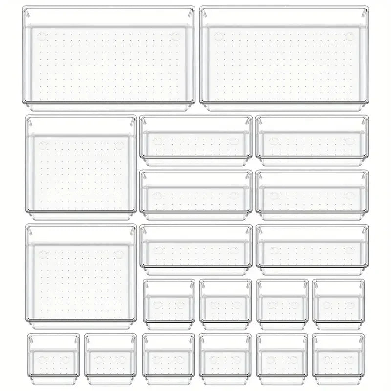 Conjunto de Gavetas 10 – Conjunto de 10 Organizadores de Gavetas em Plástico Transparente