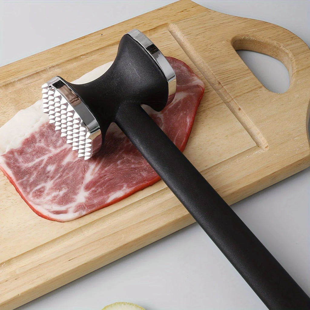Martelo Amaciador de Carne em Aço Inoxidável — Punho de Borracha Antiderrapante