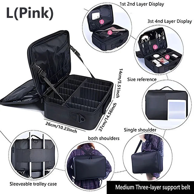 GlamCase – Organizador Profissional de Maquilhagem de Grande Capacidade
