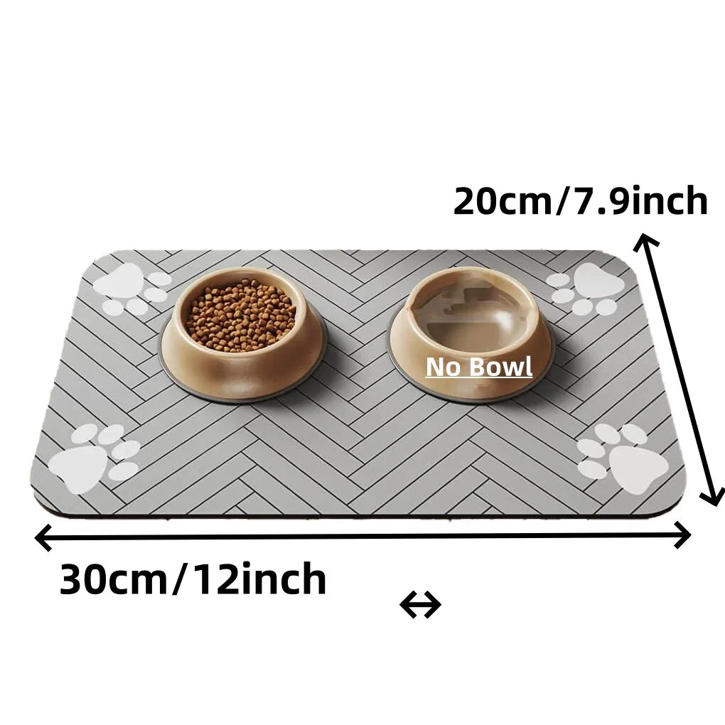 Alfombrilla absorbente para comederos de mascotas | Individual antideslizante e impermeable para cuencos de comida y agua de gatos y perros