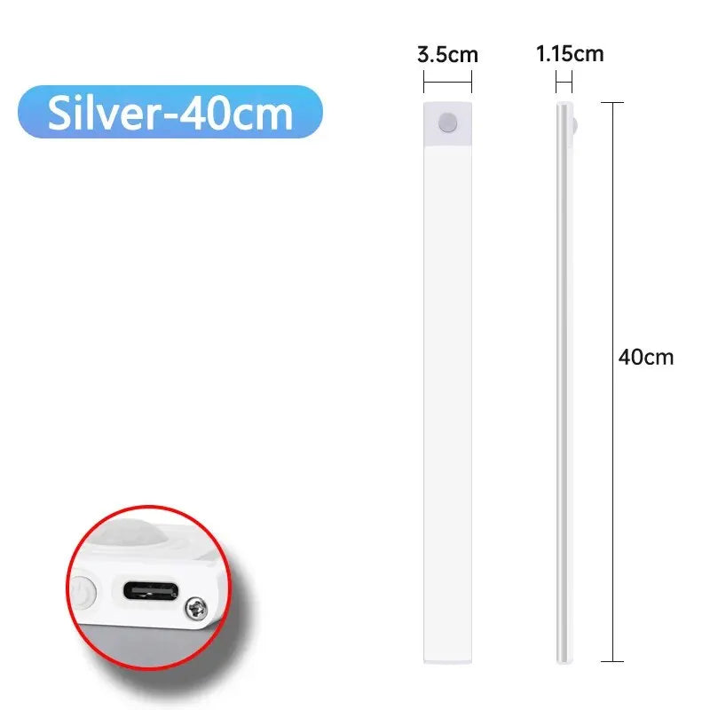 CabinetGlow – Luz LED Recargable USB-C para Gabinetes con Sensor de Movimiento