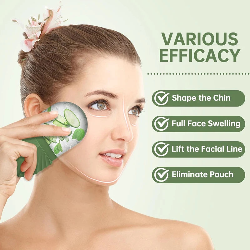 Rolo de Gelo para o Rosto — Massagem Facial de Silicone e Ferramenta para Brilho
