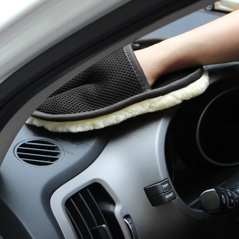 Luvas e Kit de Limpeza Premium para Lavagem de Carros | Luva de Lã Macia para Carros, Motos e Detalhes