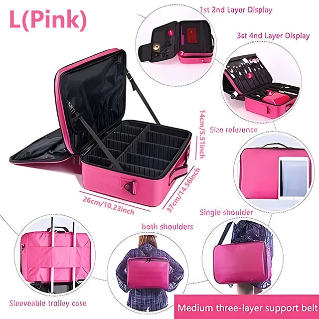 GlamCase – Organizador Profissional de Maquilhagem de Grande Capacidade