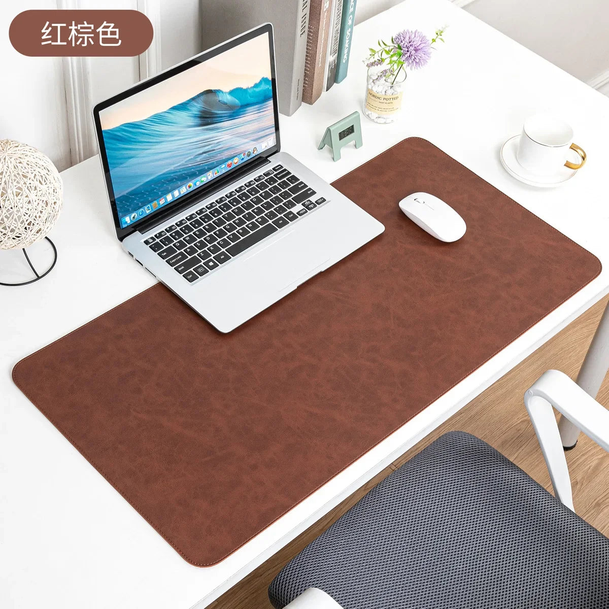 Alfombrilla de escritorio de cuero PU impermeable – Alfombrilla grande antideslizante para ratón y teclado