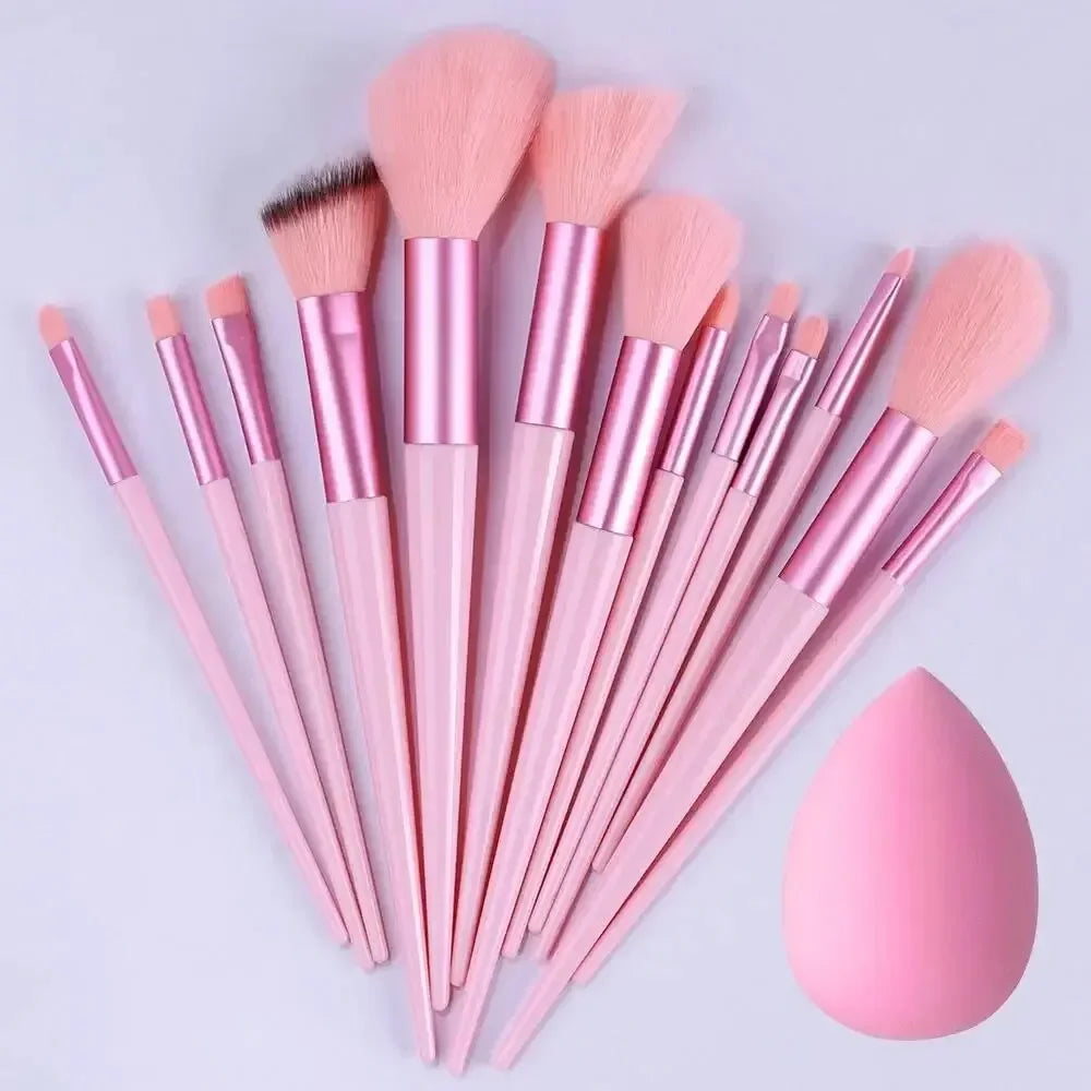 Juego de 13 brochas de maquillaje profesionales — Brochas para base, sombra de ojos, Kabuki y difuminar con bolsa de almacenamiento