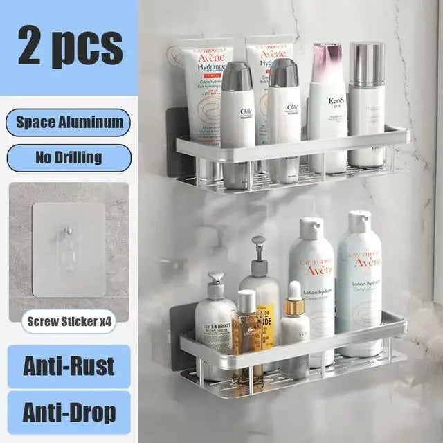 ShelfUp – Estante de esquina de aluminio para ducha y baño sin perforaciones