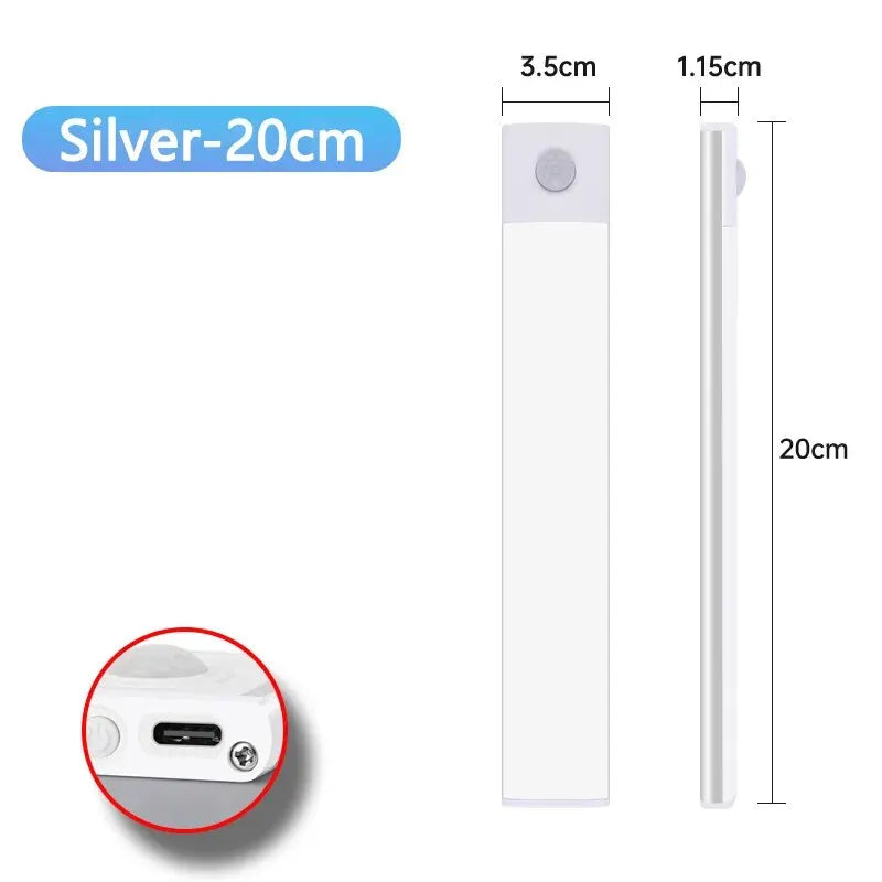 CabinetGlow – Luz LED Recargable USB-C para Gabinetes con Sensor de Movimiento