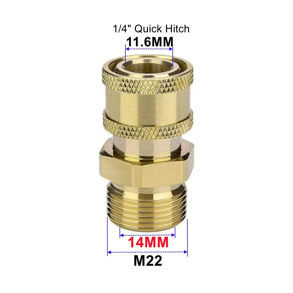 Juego de adaptadores para hidrolimpiadora | M22 de 14mm y 15mm a conexión rápida de 1/4" | Giratorio y completo