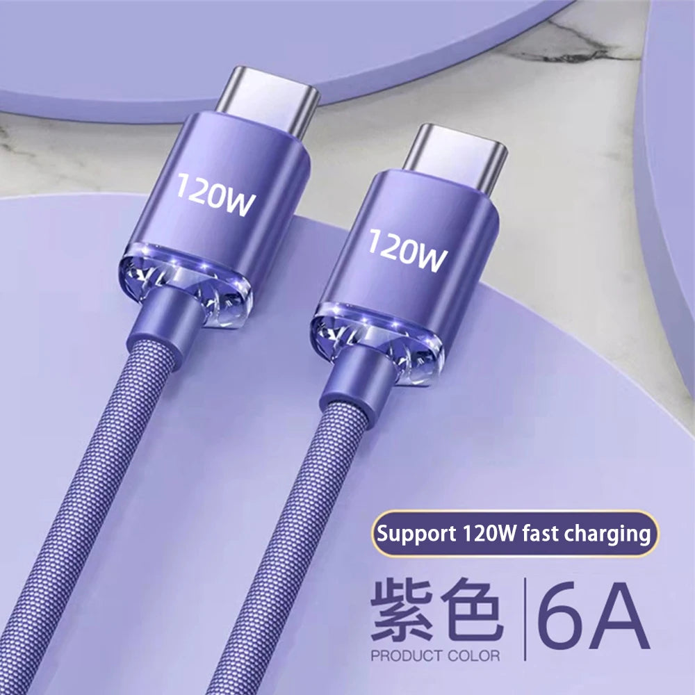 Cable de carga rápida USB-C de 120 W | Trenzado de Tipo C a Tipo C y Tipo A