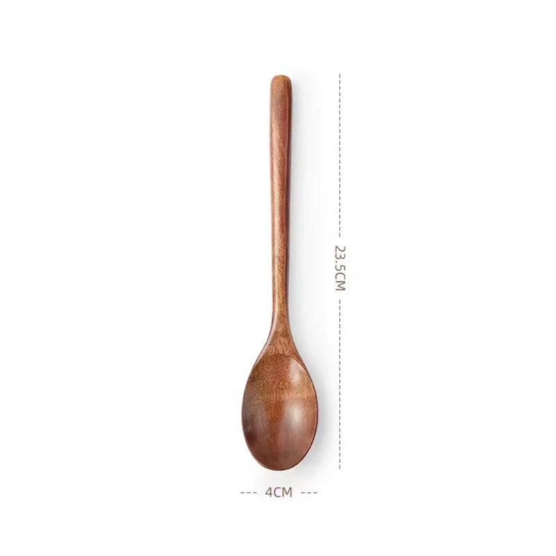 Juego de cucharas de madera natural — Utensilios de cocina y comedor