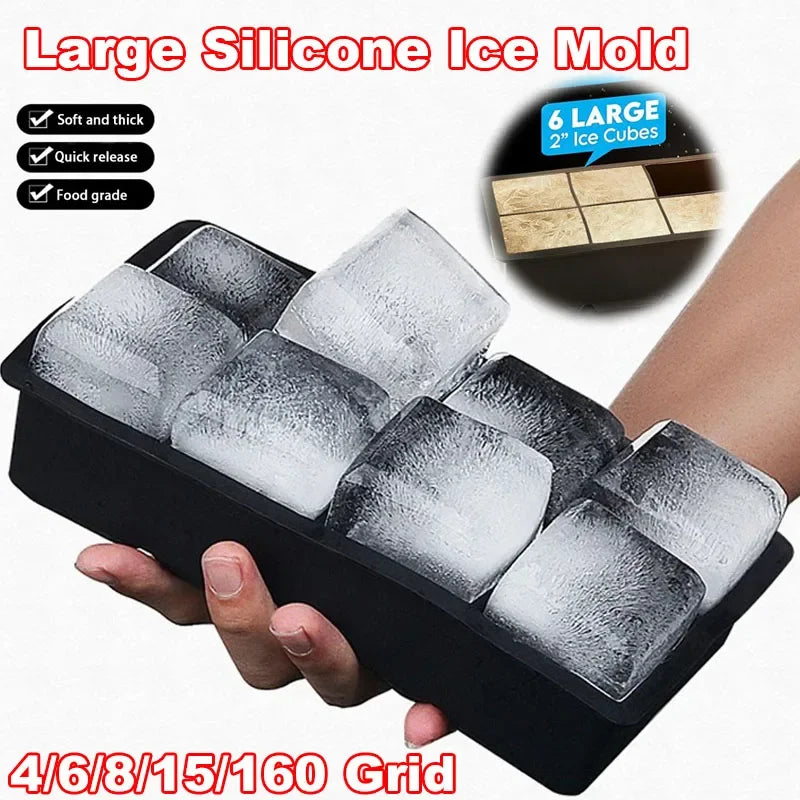 IceMega – Tabuleiro Grande de Silicone para Cubos de Gelo