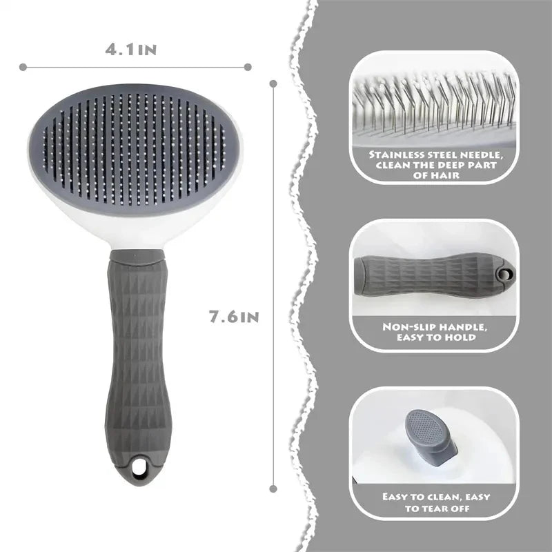 GroomBrush – Cepillo Slicker de limpieza automática para eliminar el pelo de mascotas