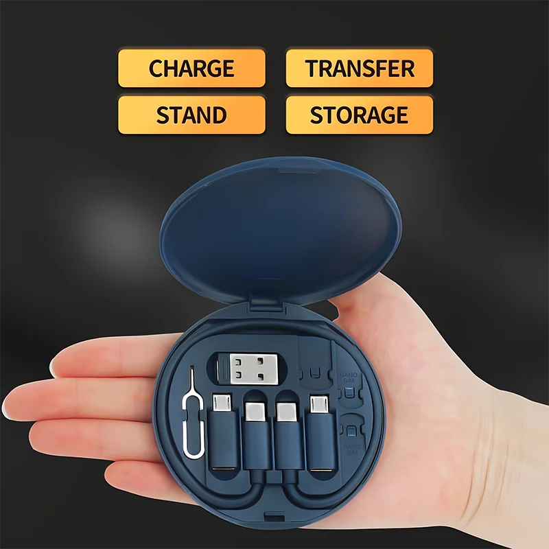 Cabo Adaptador USB Multifunções 7 em 1 | Carregamento Rápido 65W | Tipo-C, Lightning e Micro USB