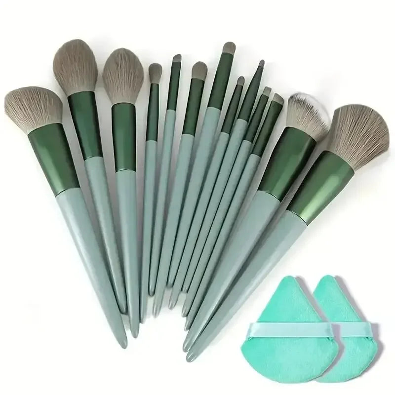 Juego de 13 brochas de maquillaje profesionales — Brochas para base, sombra de ojos, Kabuki y difuminar con bolsa de almacenamiento